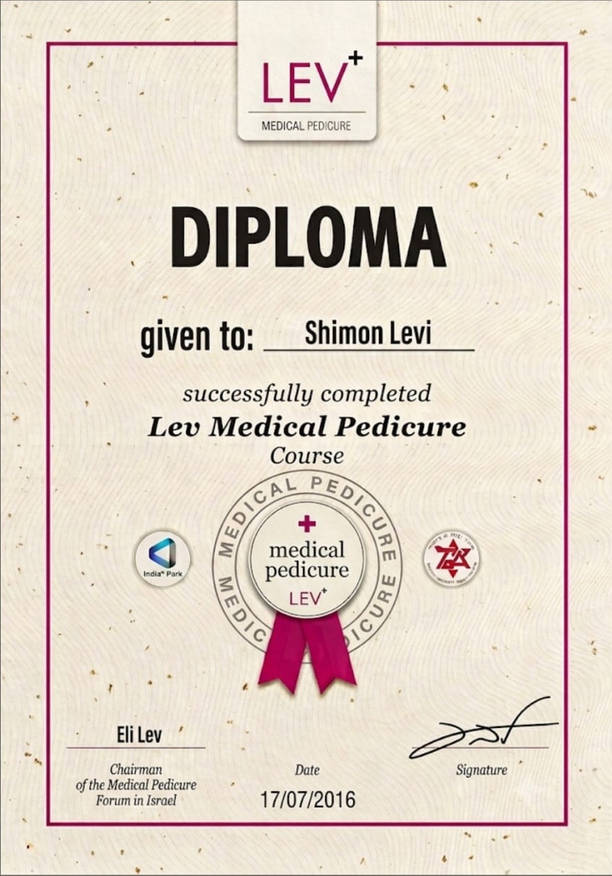 Medical Pedicure Diploma — Simon Levi, LEV Medical Pedicure Forum 2016